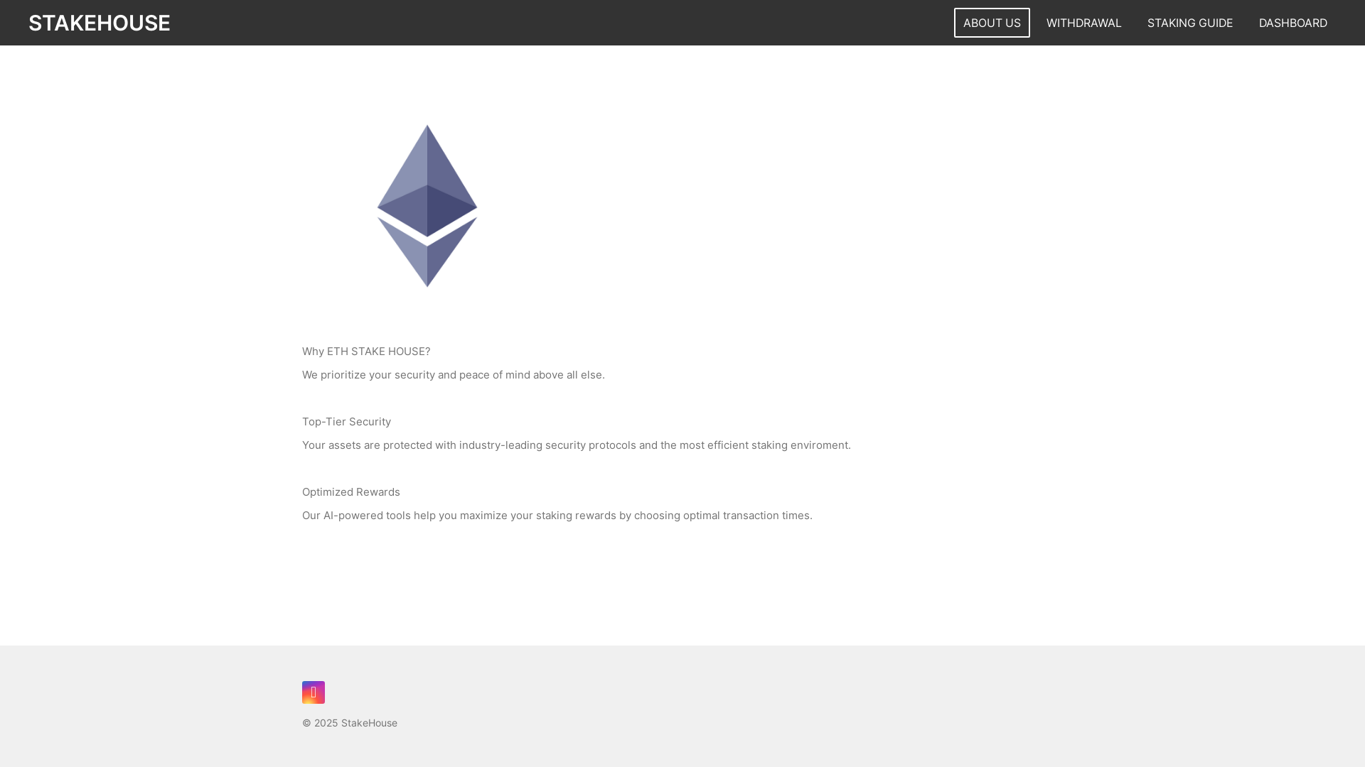 website screenshot of https://ethstakehouse.net/
