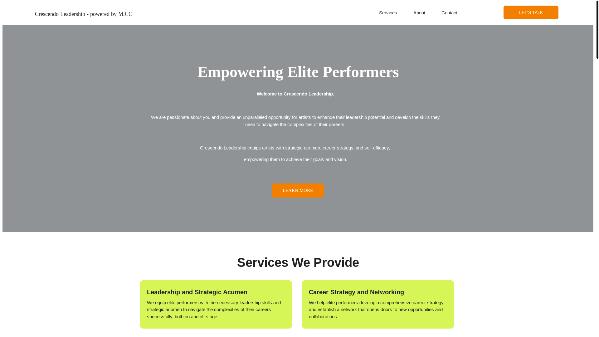 website screenshot of https://crescendo-leadership.com/