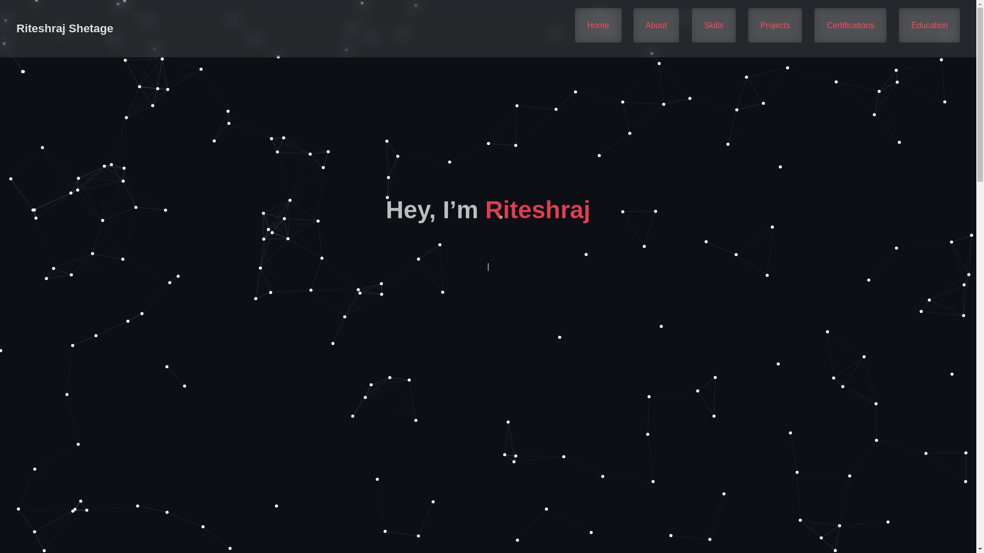 website screenshot of https://riteshrajshetage.me/