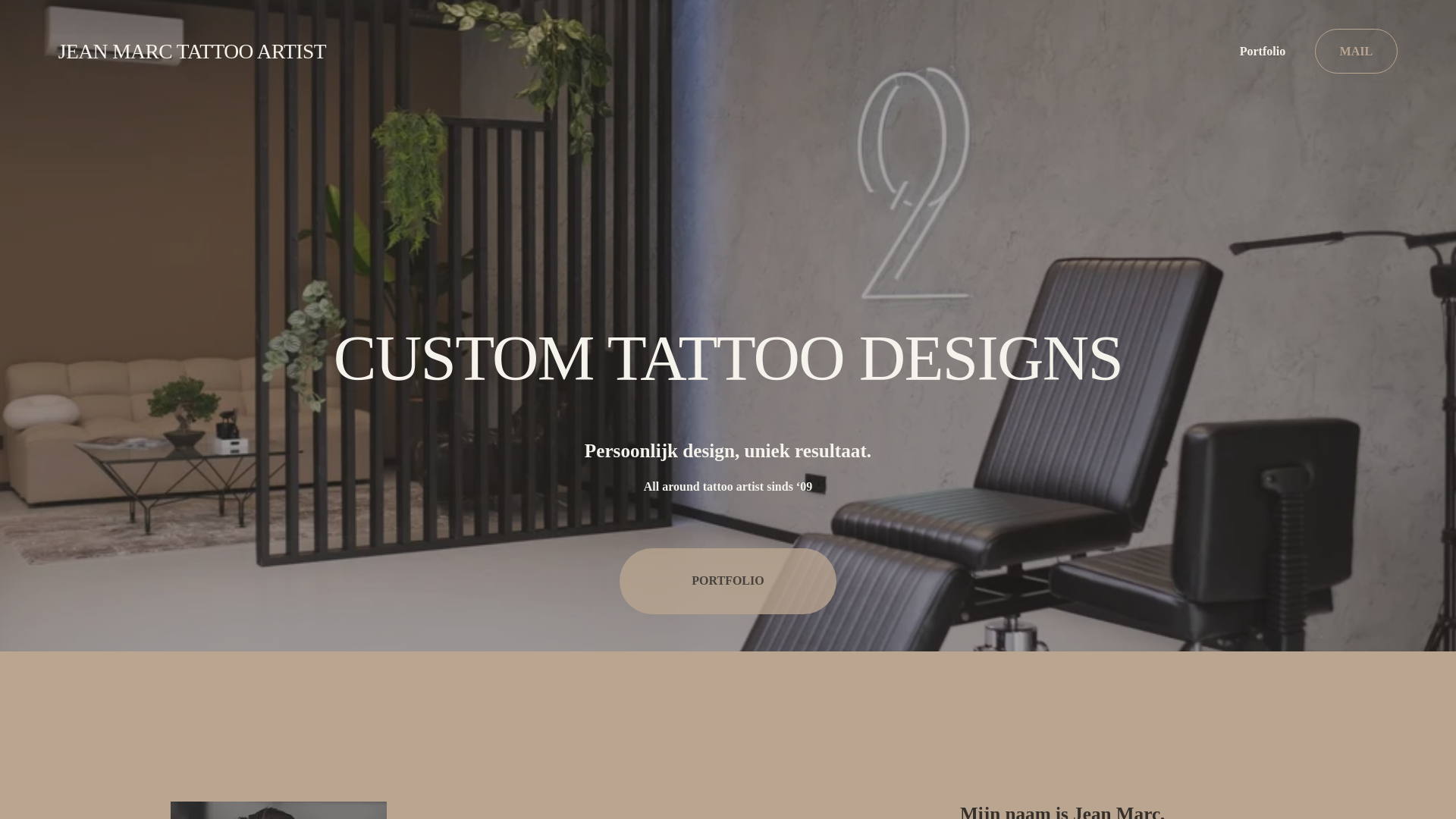 website screenshot of https://jeanmarctattoo.nl