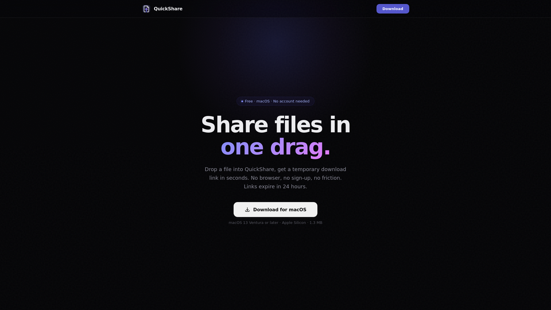 website screenshot of https://quickshare-site.pages.dev/