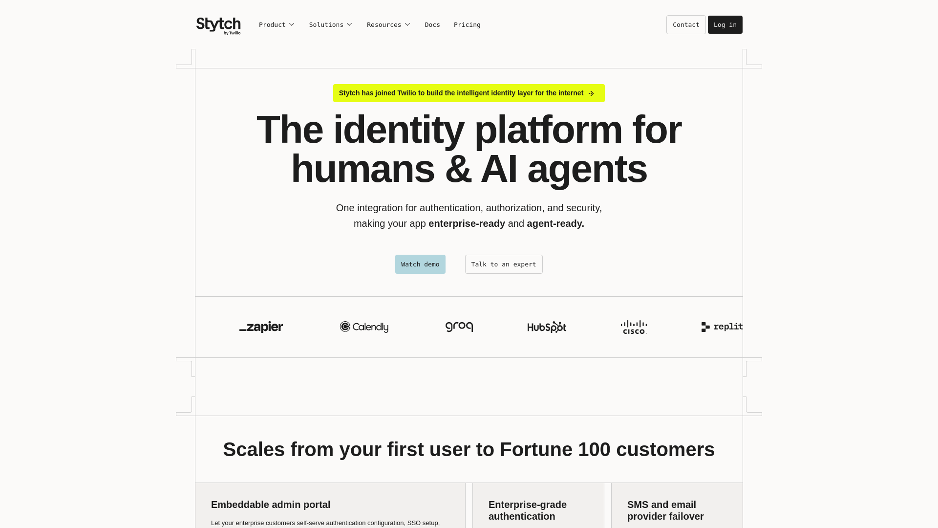 website screenshot of https://stytch.com