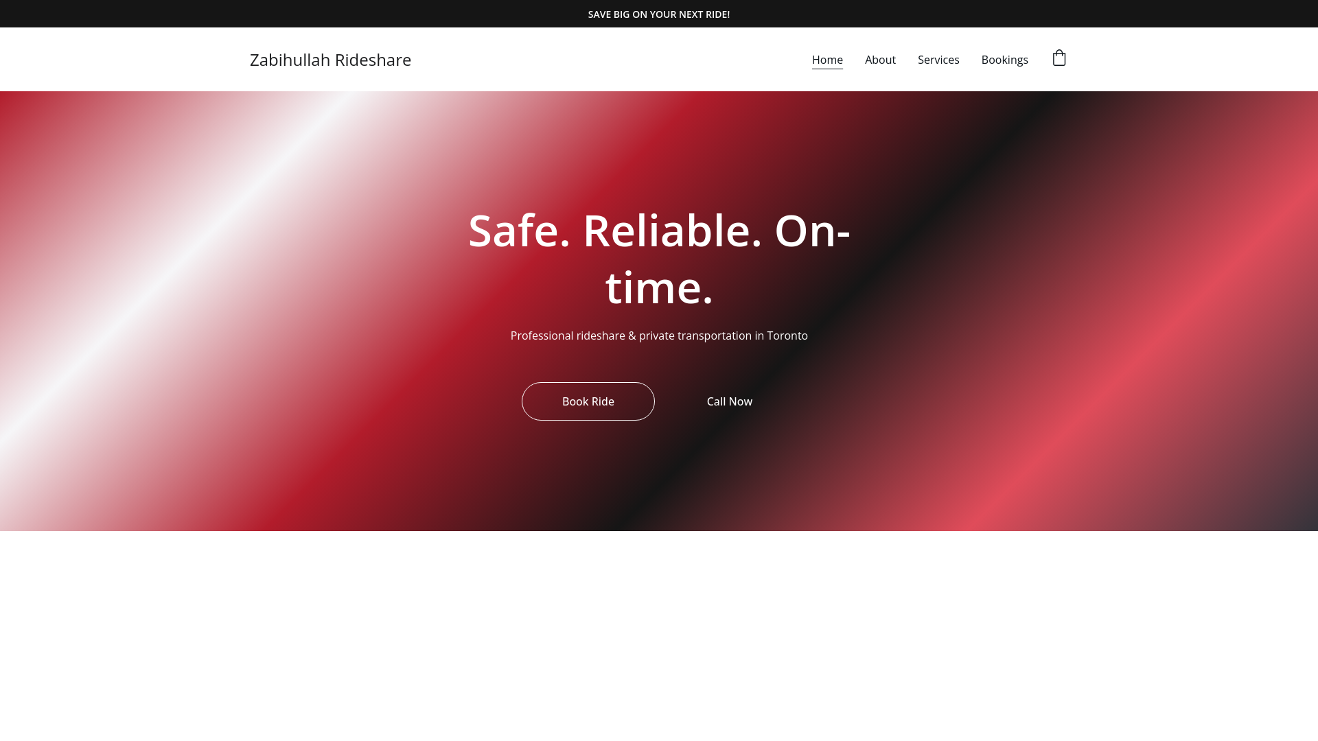 website screenshot of https://zabihullahrideshare.com/