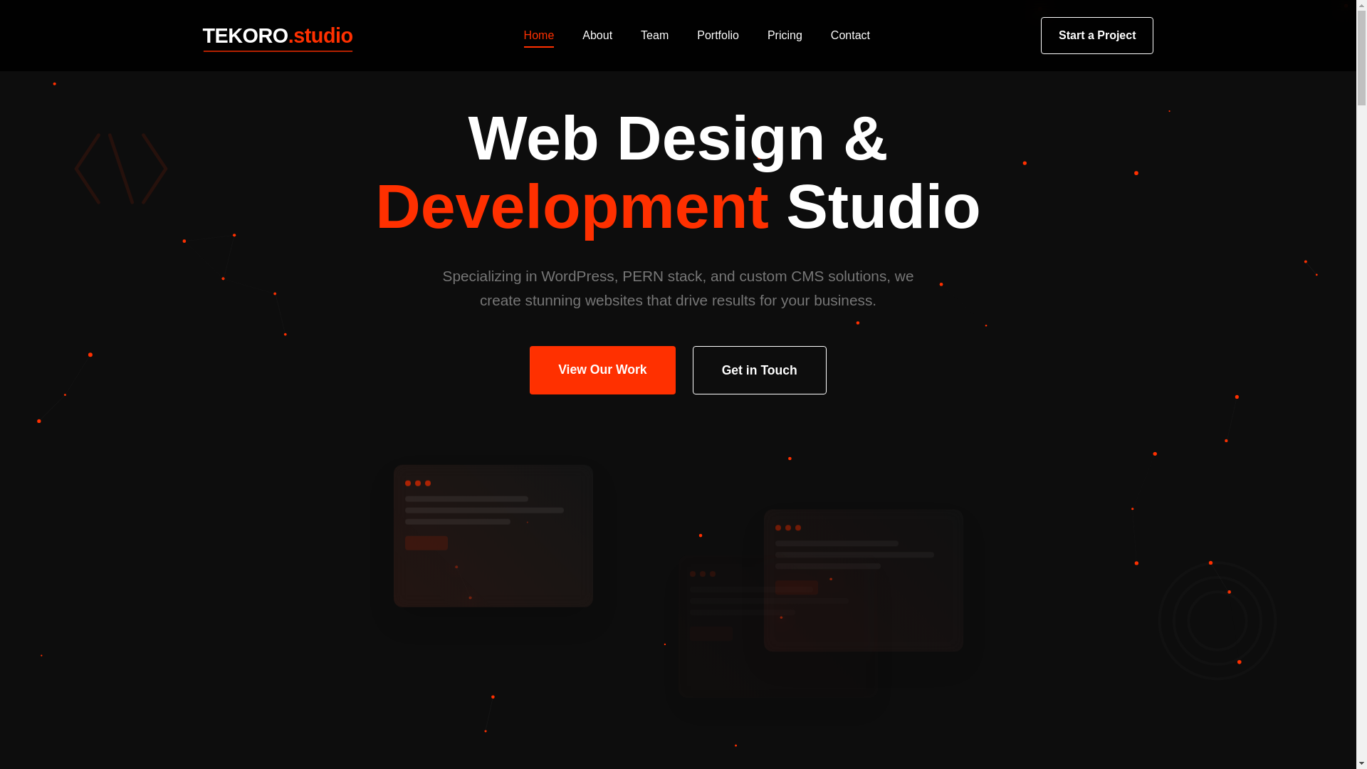 website screenshot of https://tekorostudio.co.uk/