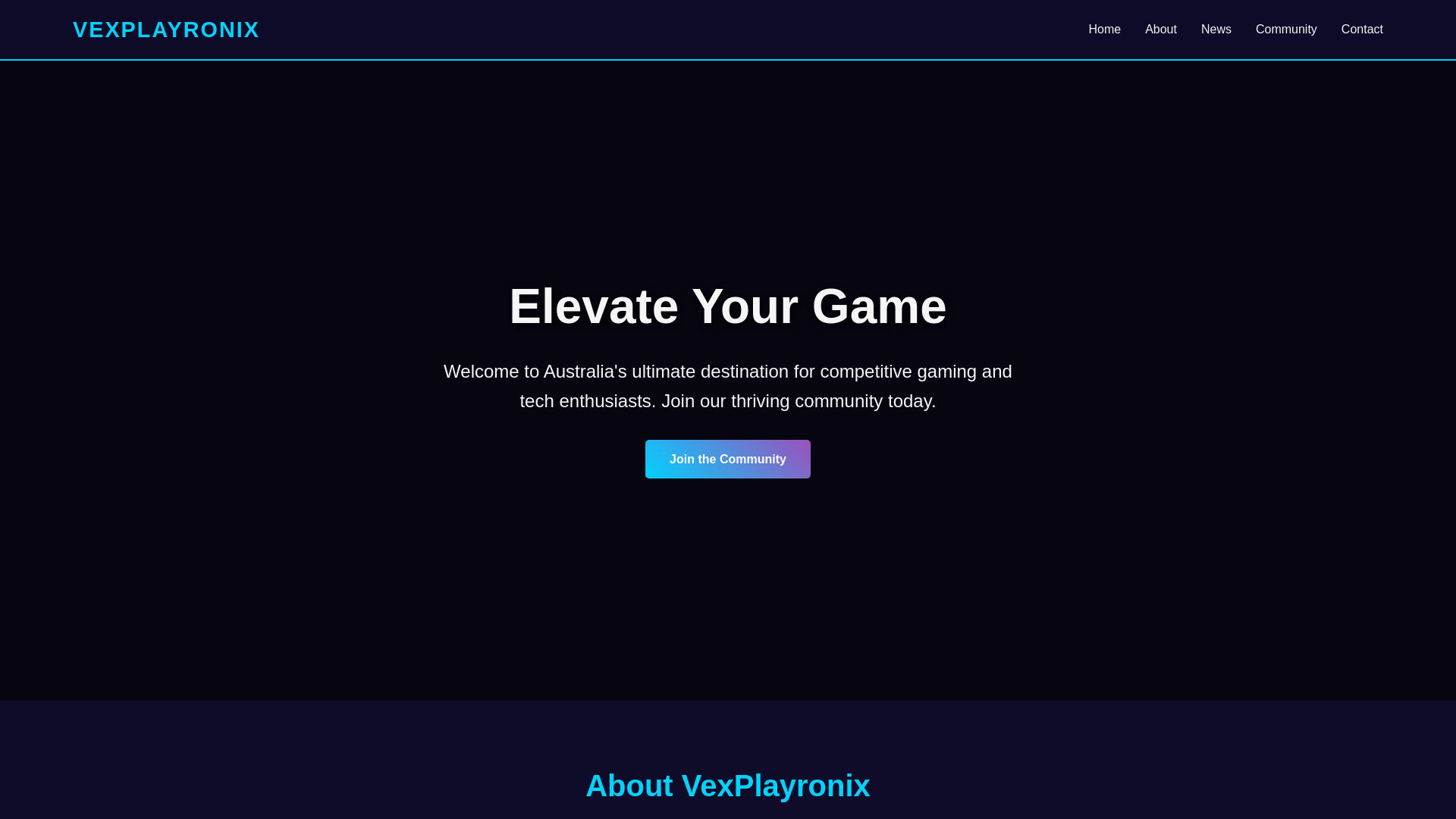 website screenshot of https://vexplayronix.pro/