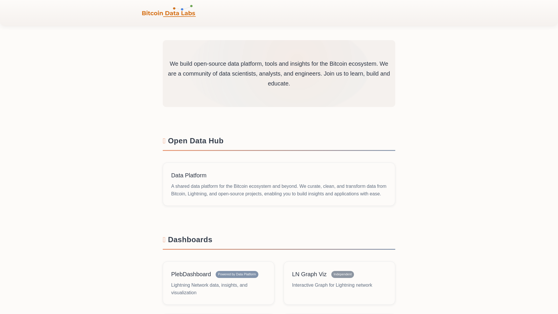 website screenshot of https://bitcoindatalabs.org/