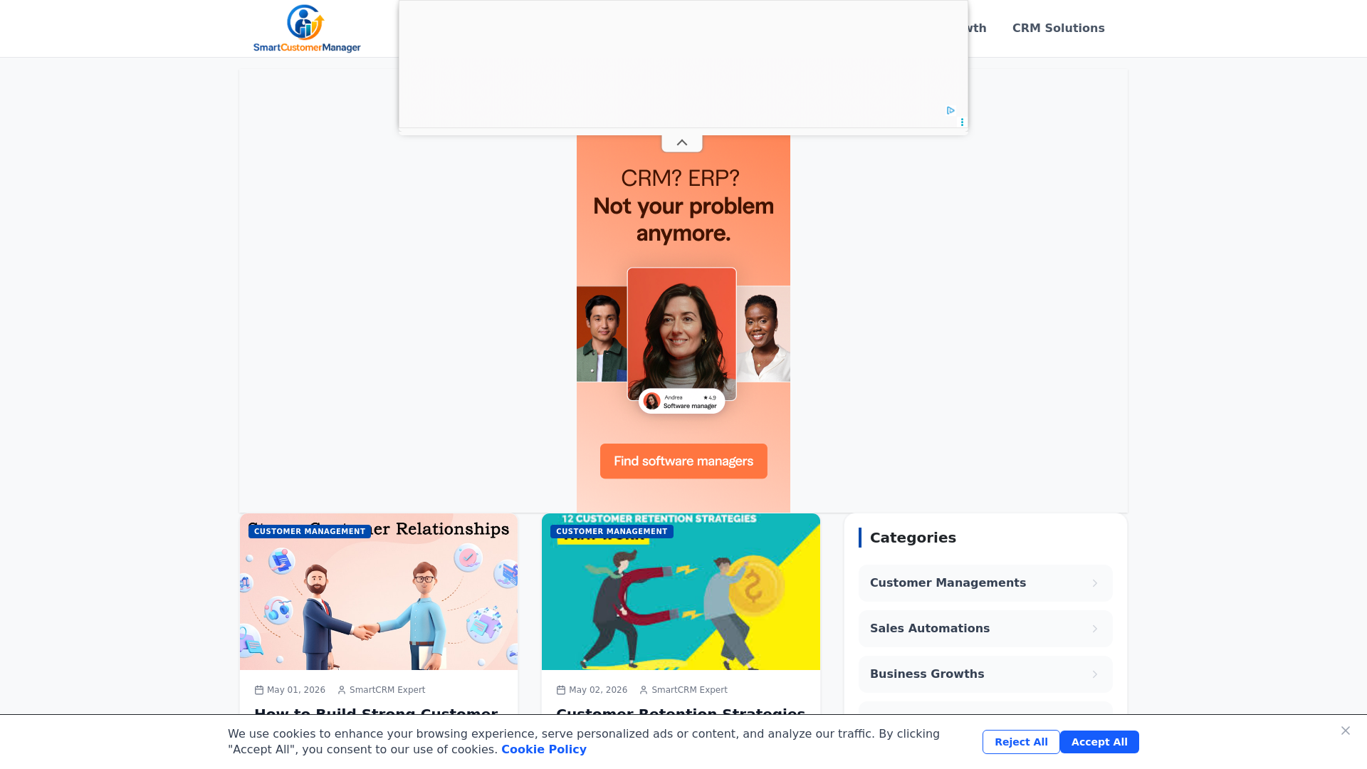 website screenshot of https://smartcustomermanager.com/