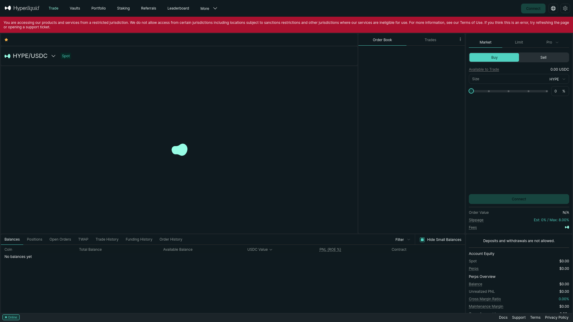 website screenshot of https://app.hyperliquid.xyz/
