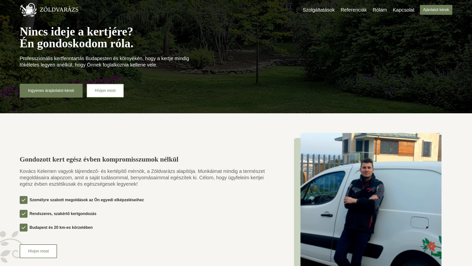 website screenshot of https://zold-varazs.hu/