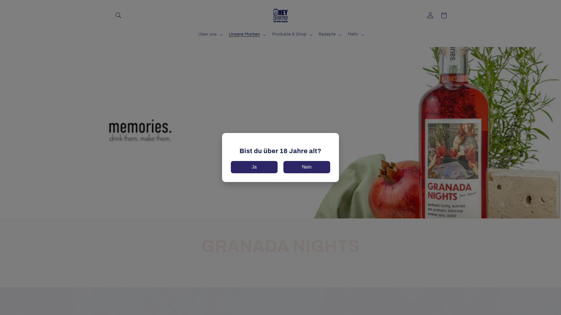website screenshot of https://drinkmemories.de
