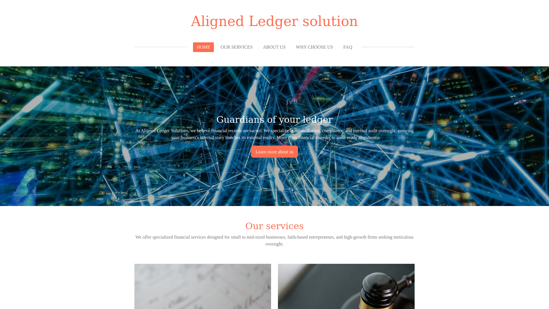 website screenshot of https://aligned-ledger-solution.com/