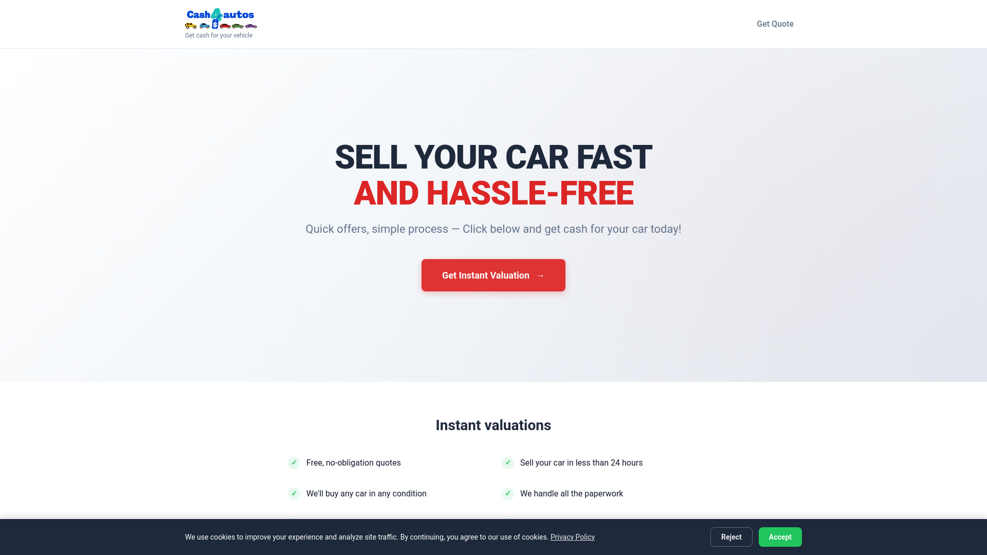 website screenshot of https://cash-4-autos.com/