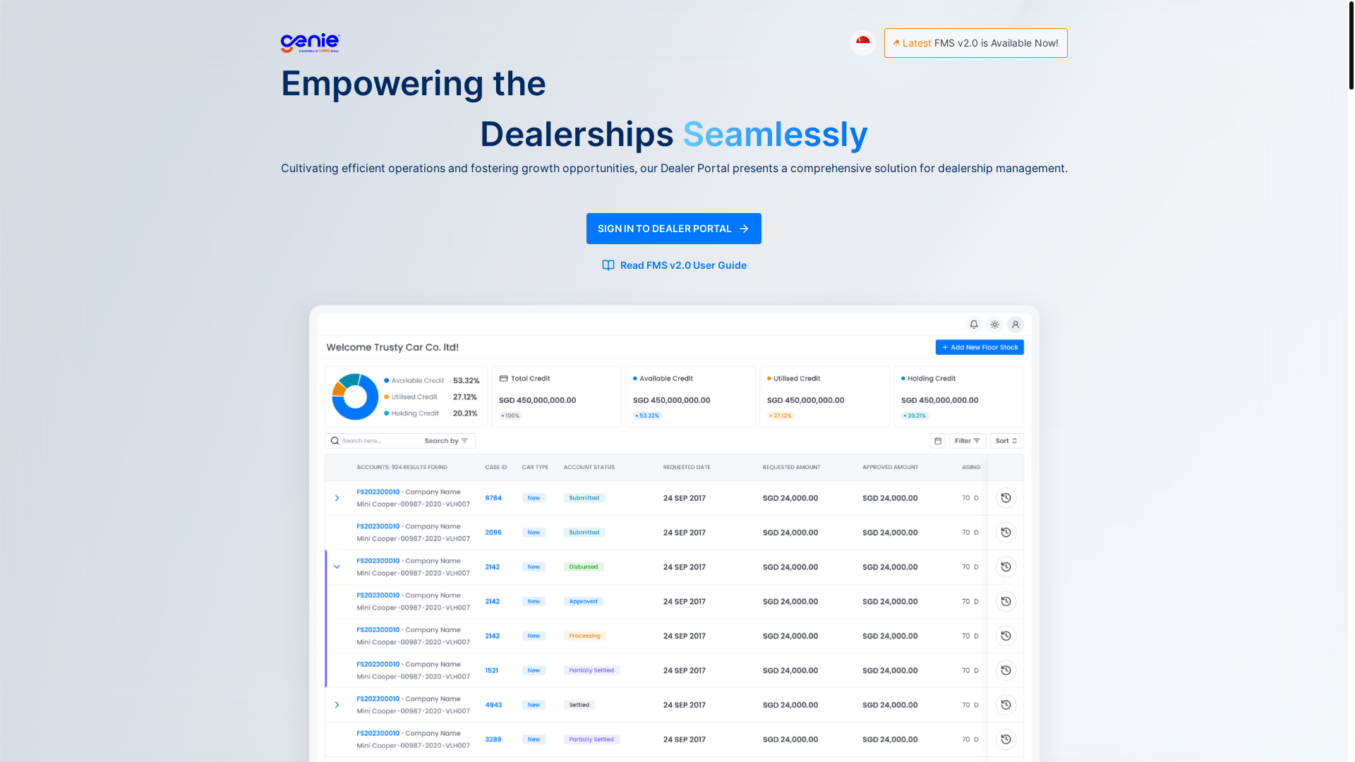 website screenshot of https://fms-v2-dealer-portal-staging-cx.pages.dev/