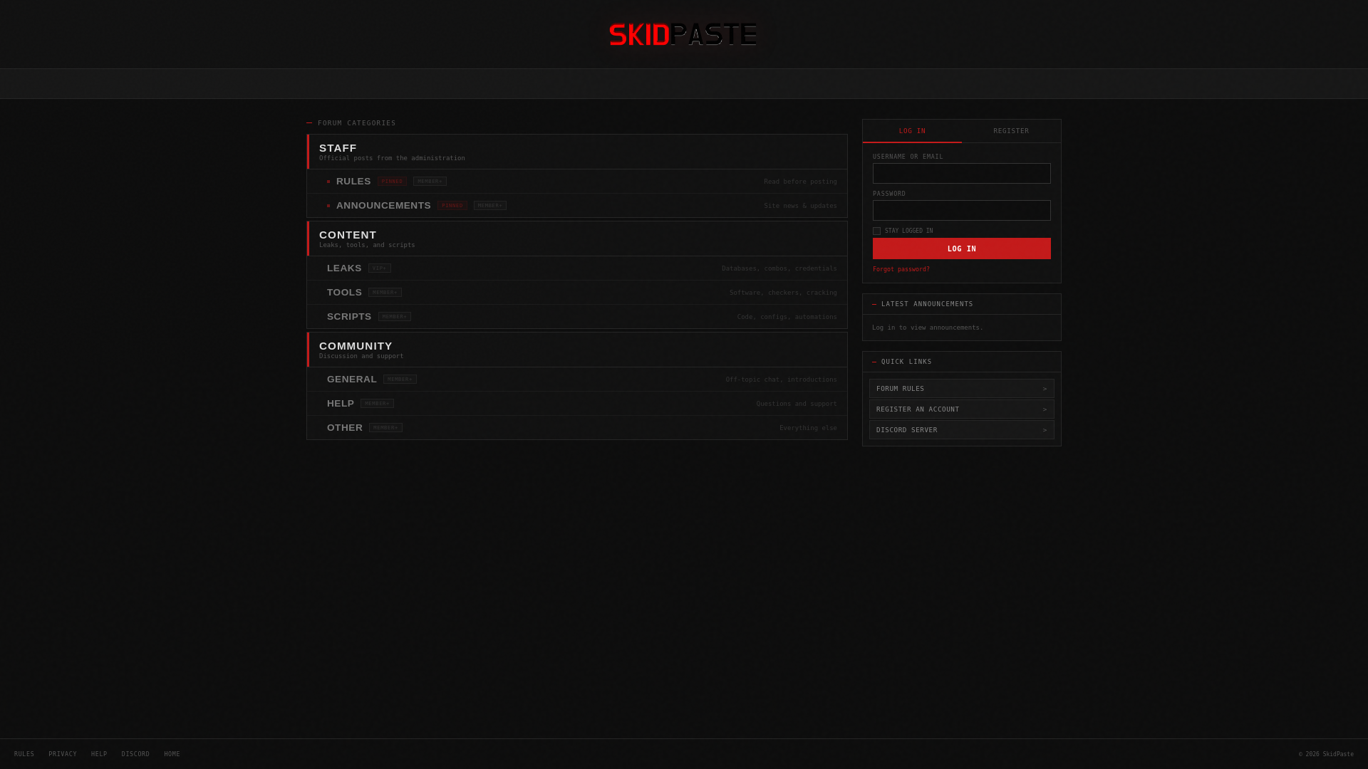 website screenshot of https://skidpaste-e73.pages.dev/
