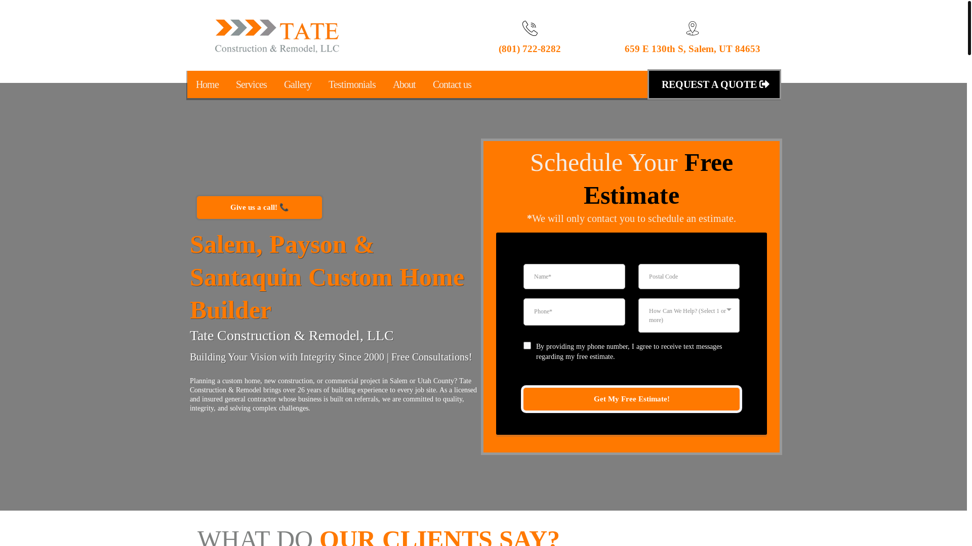website screenshot of https://tateconstruction-utah.com/