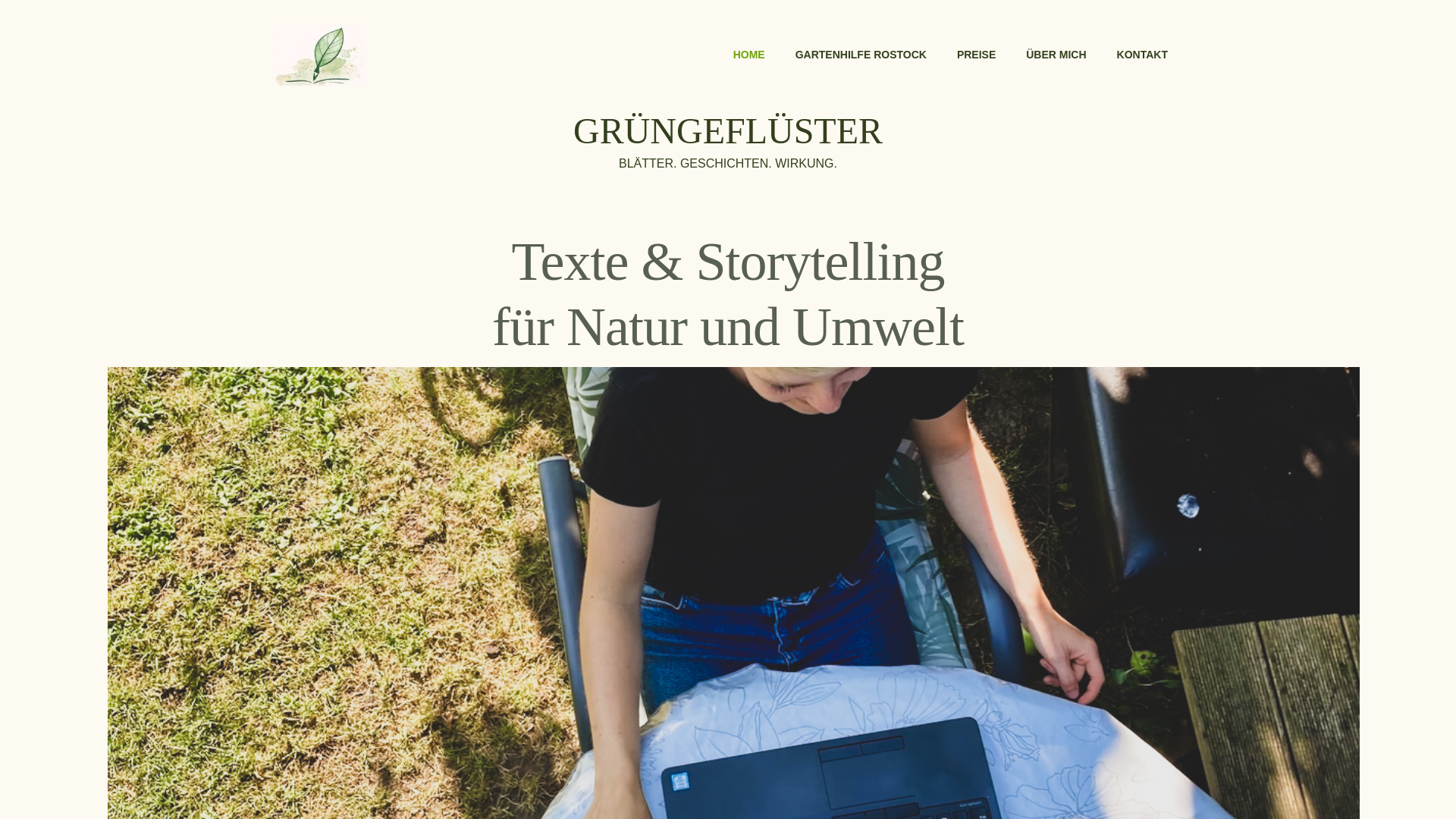 website screenshot of https://gruengefluester.com/