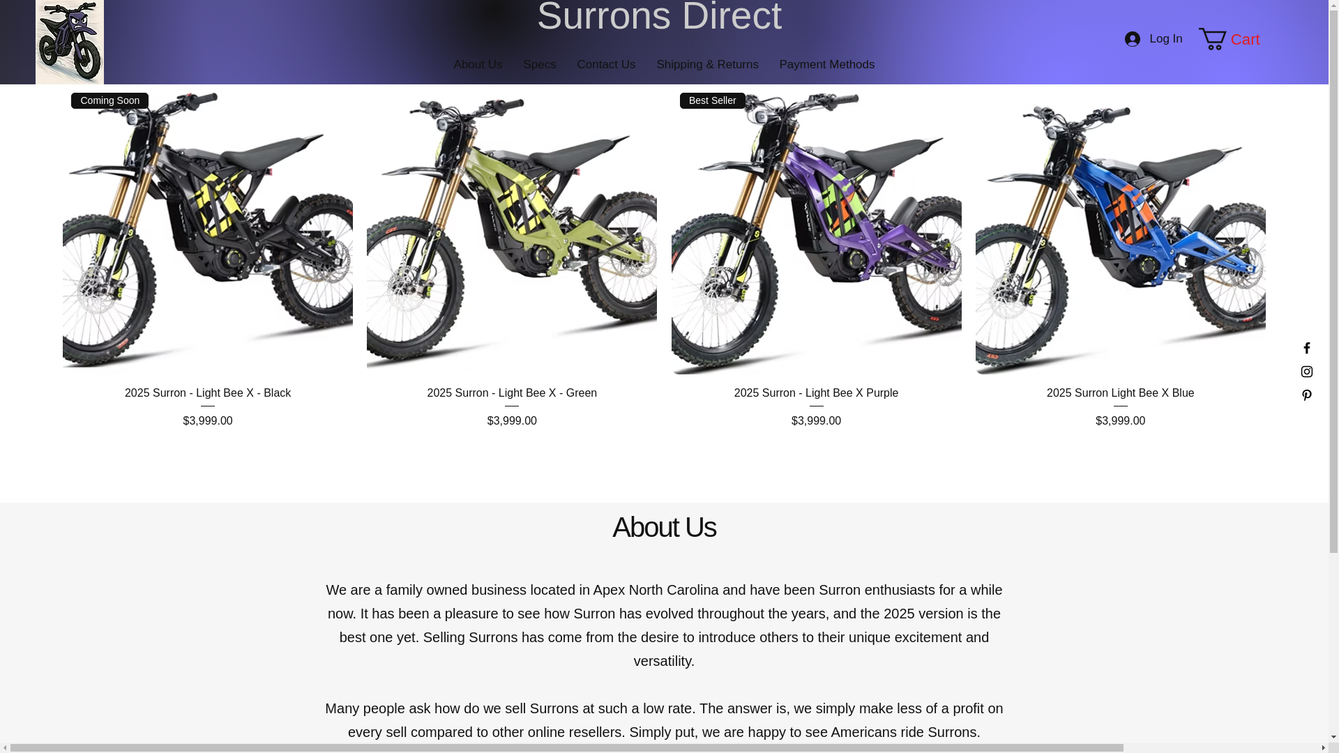 website screenshot of https://surronsdirect.com/