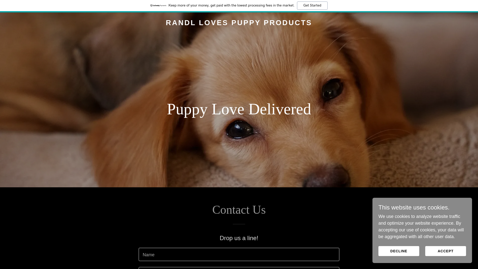 website screenshot of https://randllovespuppyproducts.com