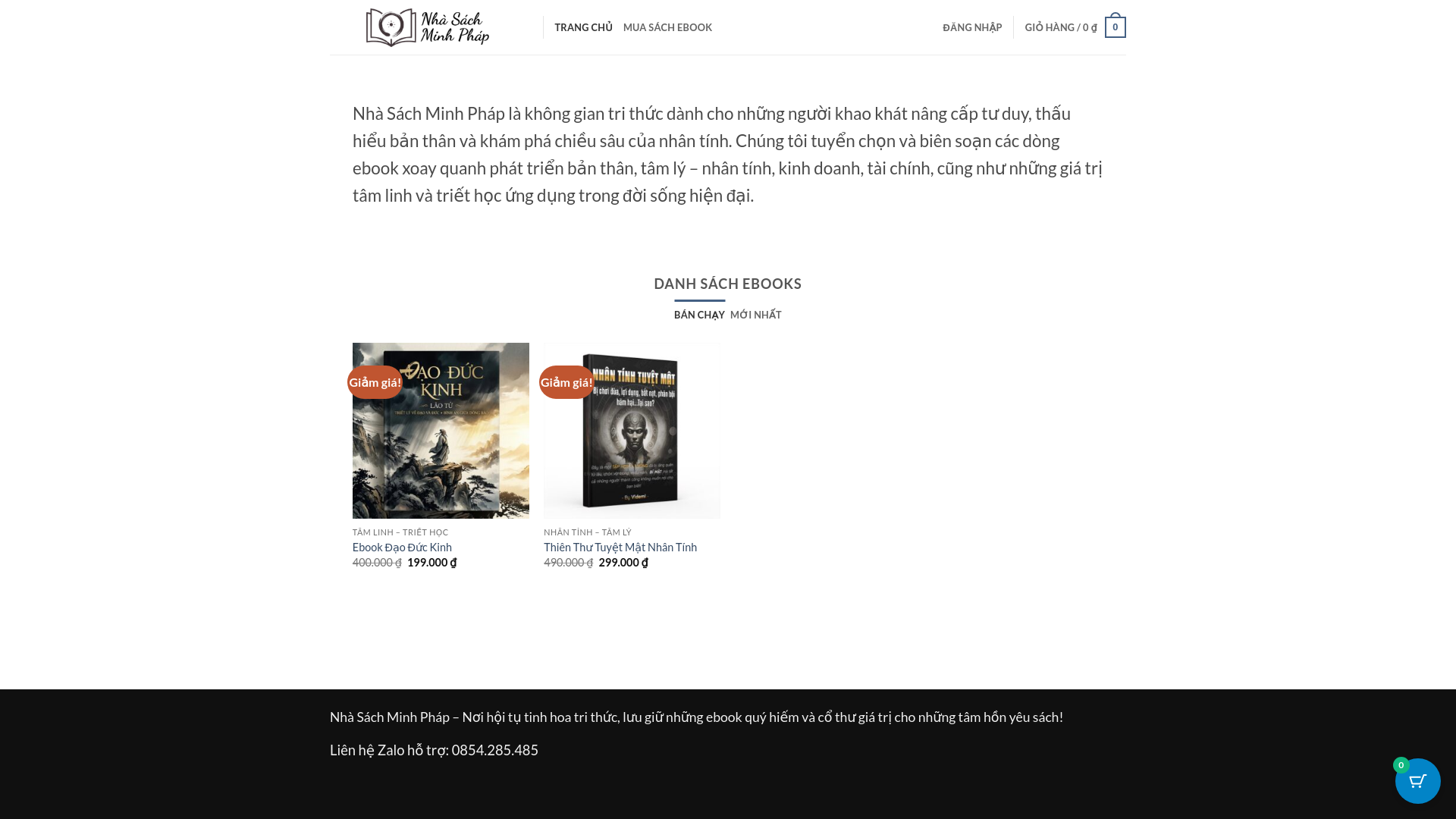 website screenshot of https://nhasachminhphap.com/