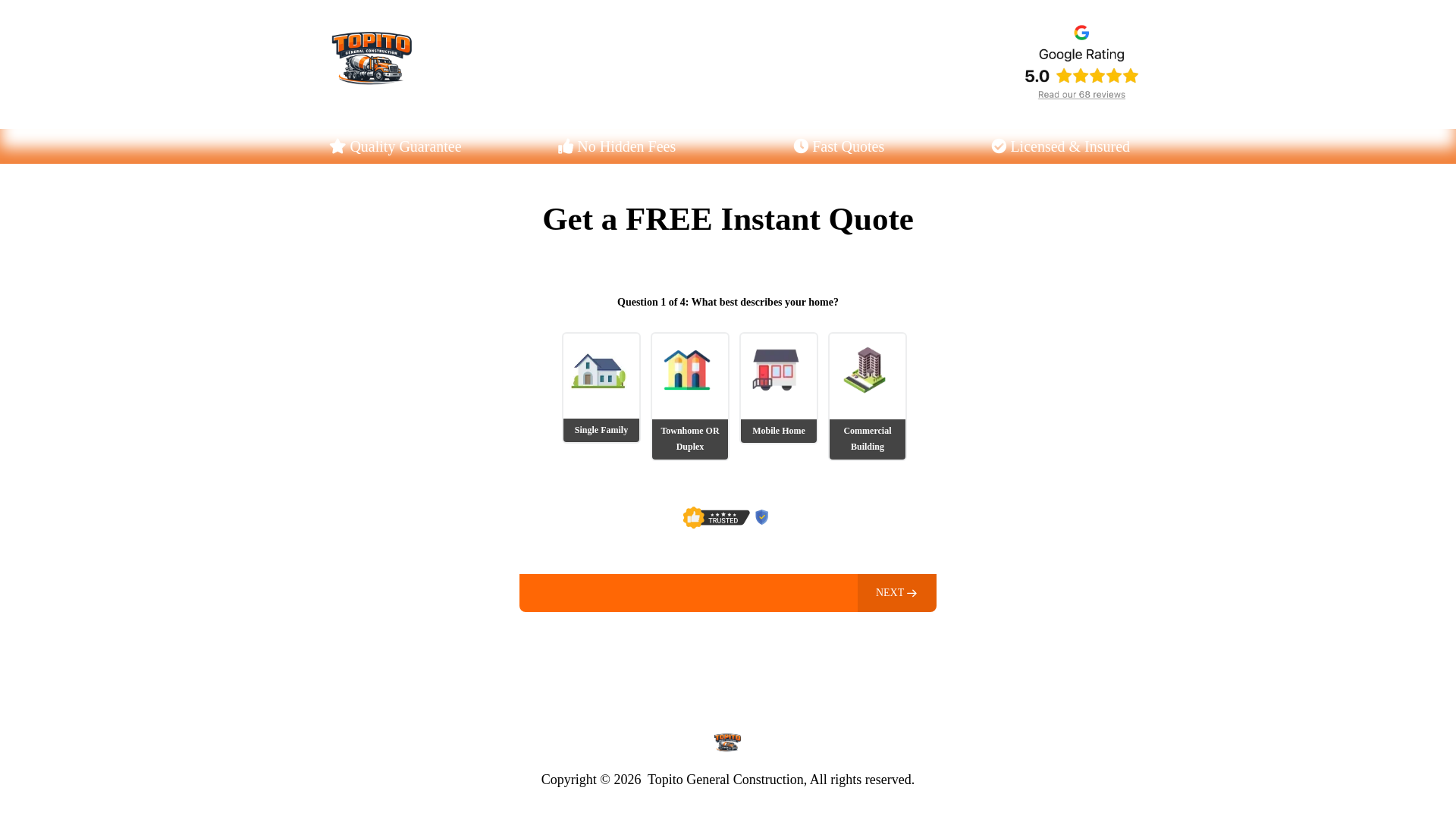 website screenshot of https://topitogeneralconstruction.org