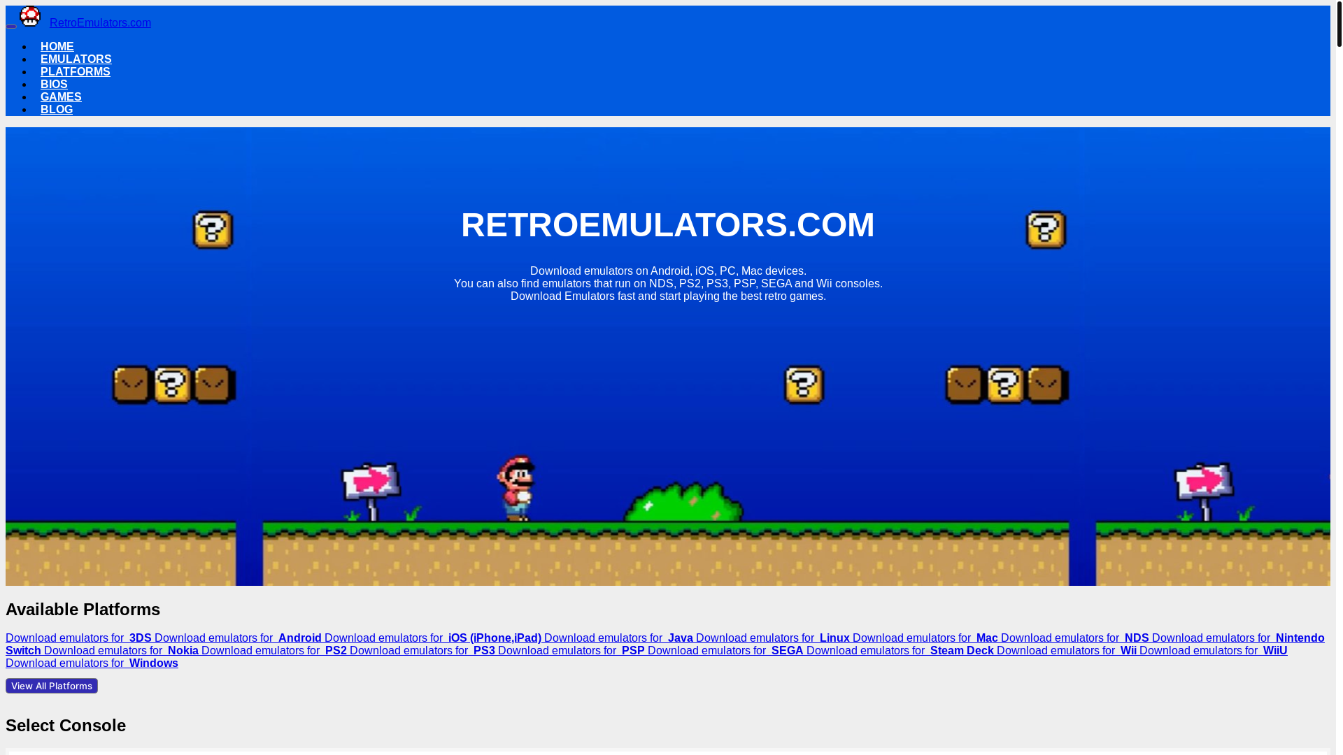 website screenshot of https://retroemulators.com/