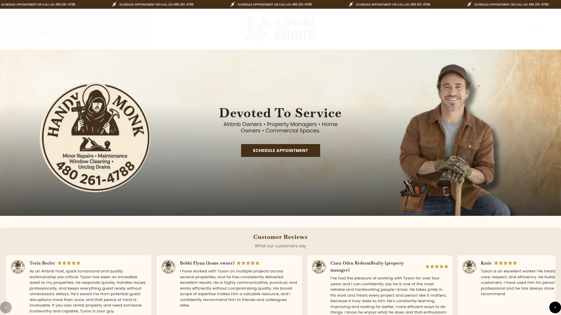 website screenshot of https://handy-monk.com/