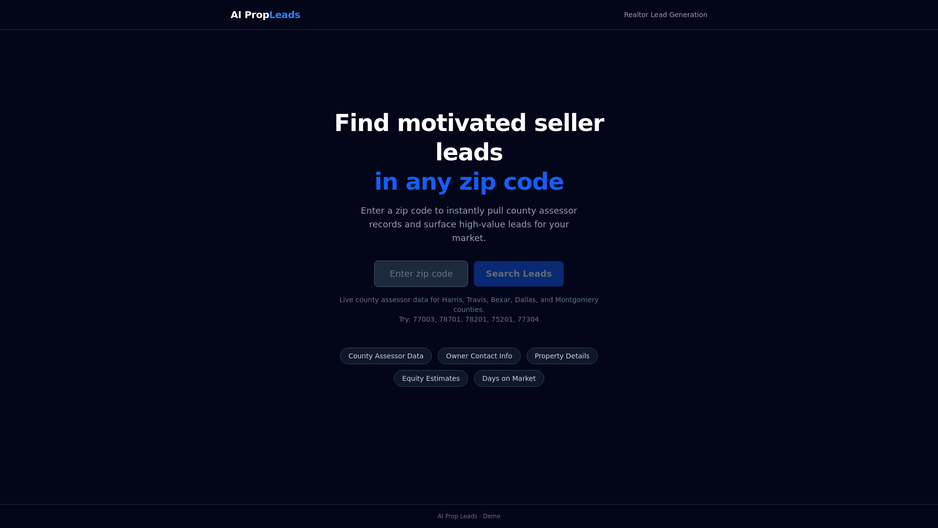 website screenshot of https://aipropleads.com/