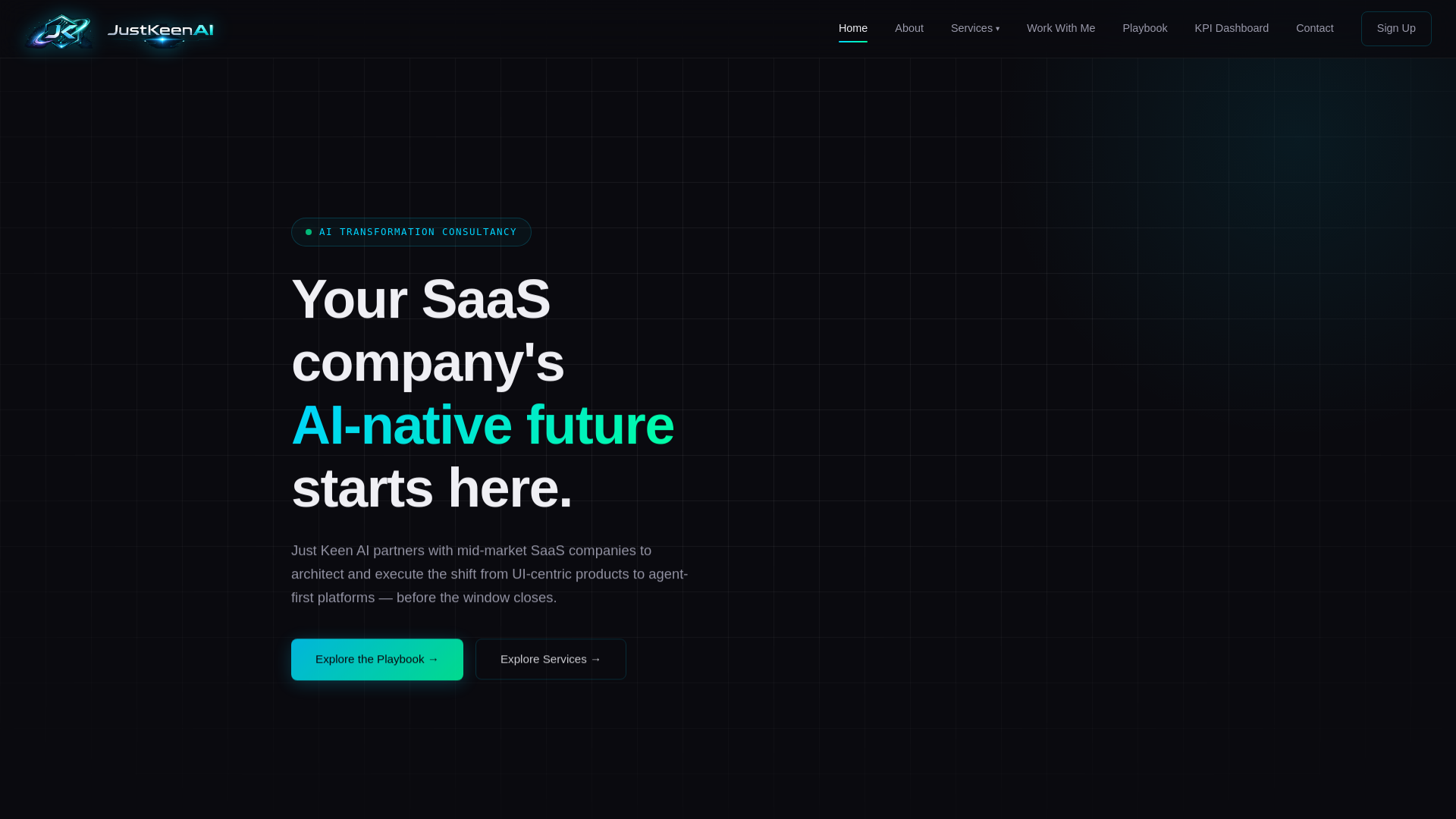 website screenshot of https://justkeenai.io/