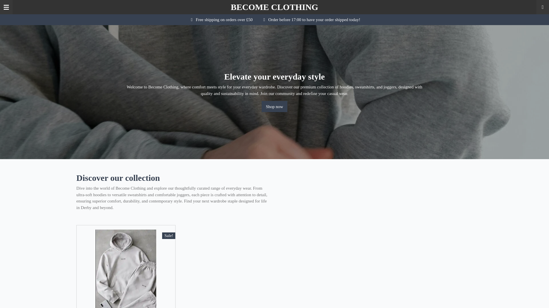 website screenshot of https://become-clothing.co.uk/