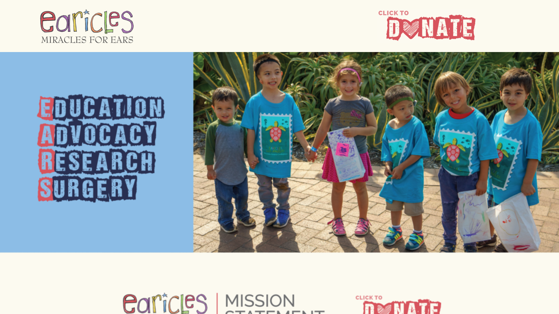 website screenshot of https://eariclesfoundation.org