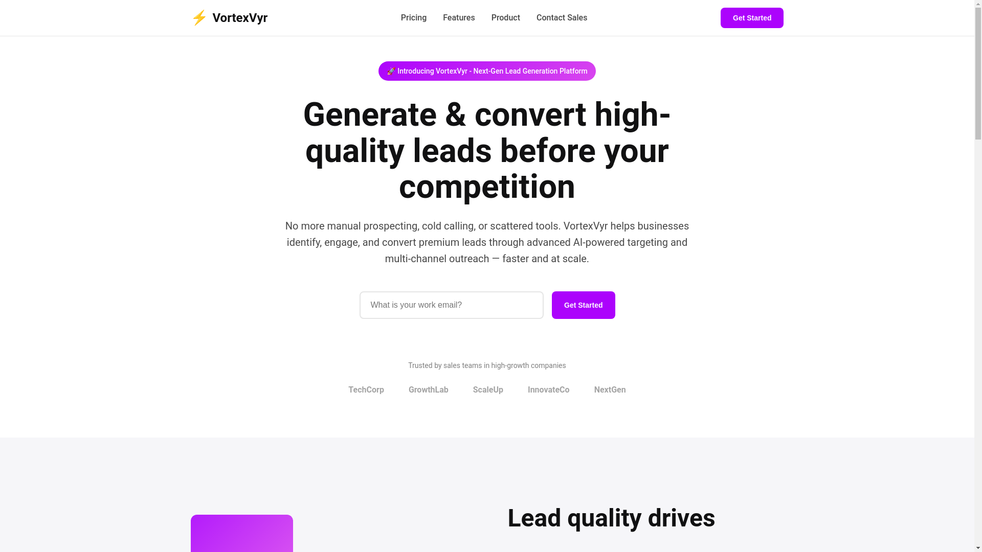 website screenshot of https://vortexvyr.com/