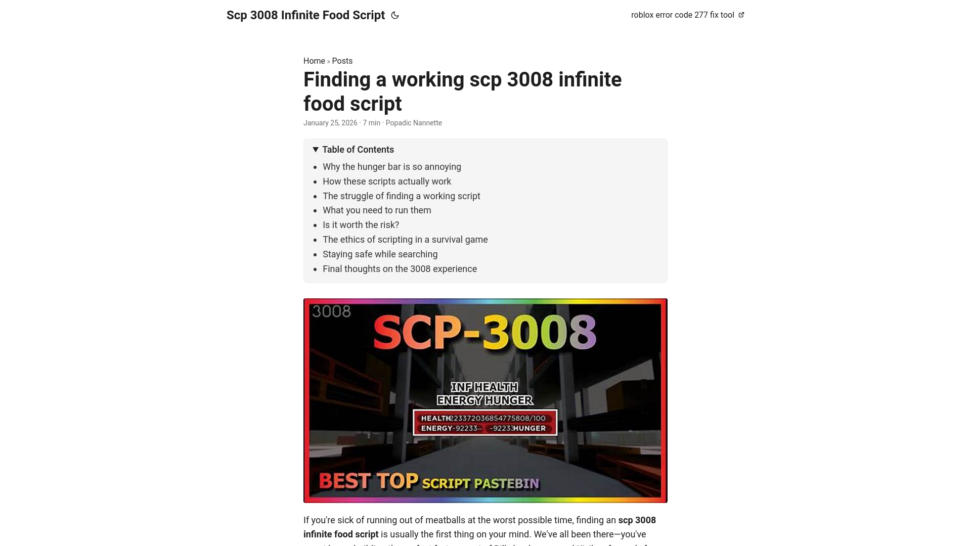 website screenshot of https://scp-3008-infinite-food-script.pages.dev/