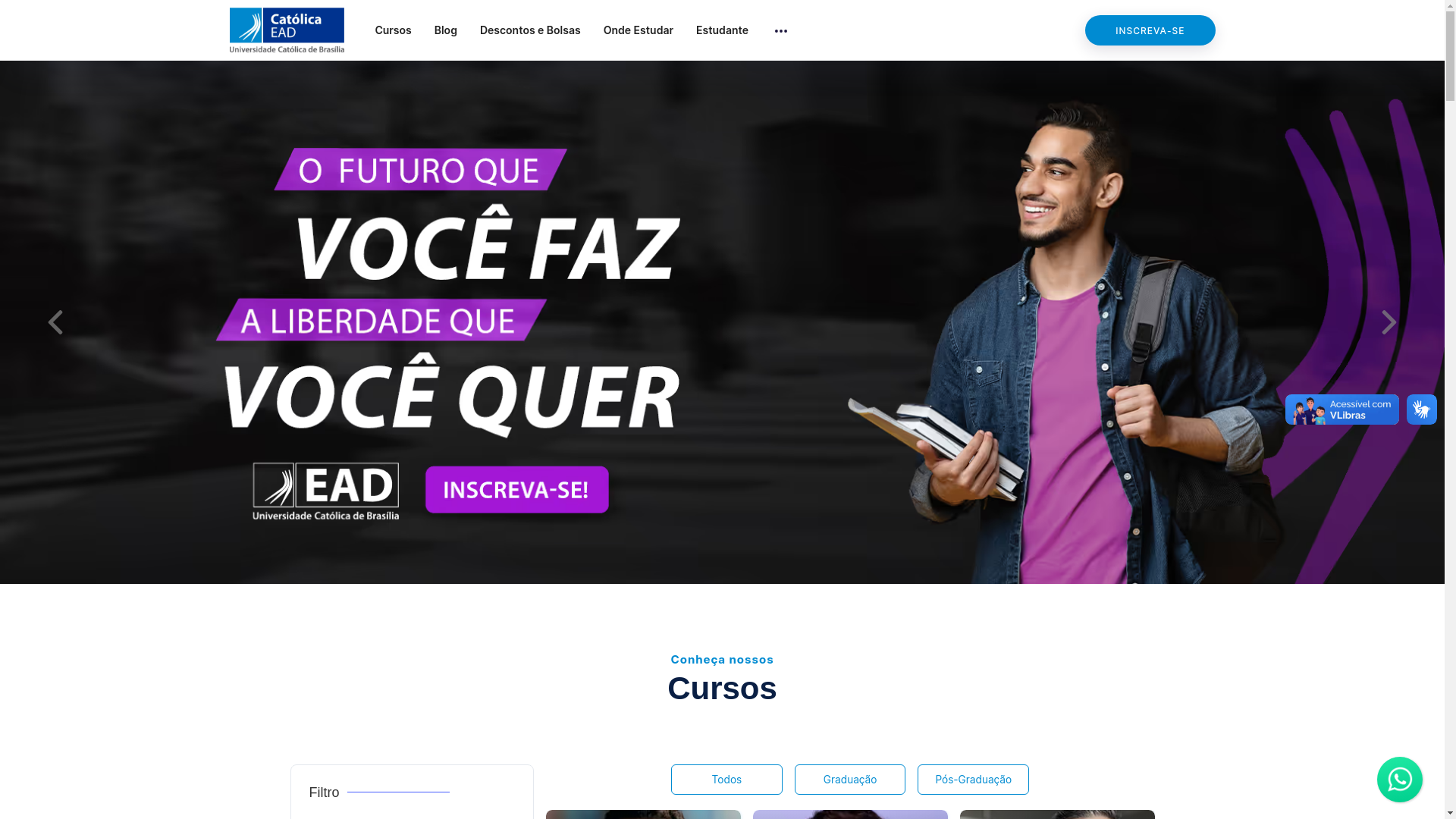 website screenshot of https://ead.catolica.edu.br/