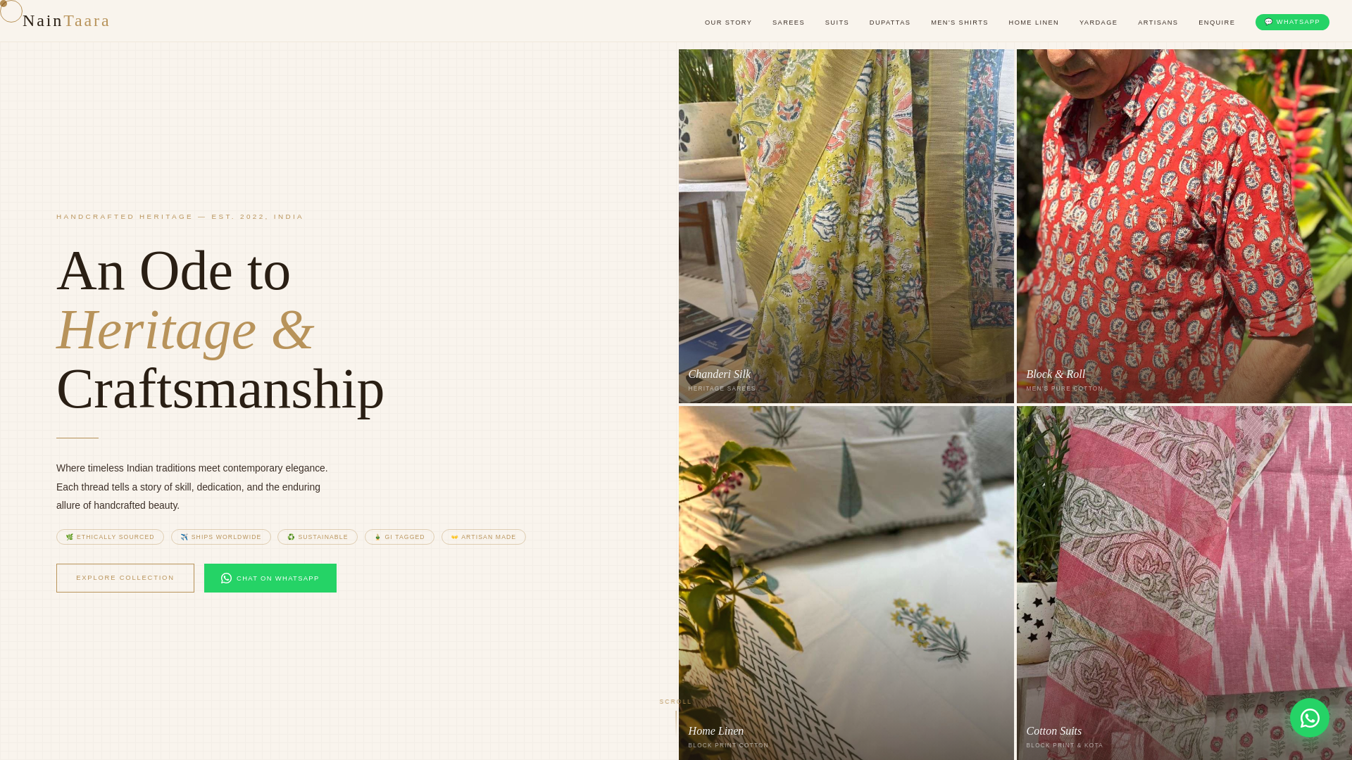 website screenshot of https://naintaara.pages.dev/