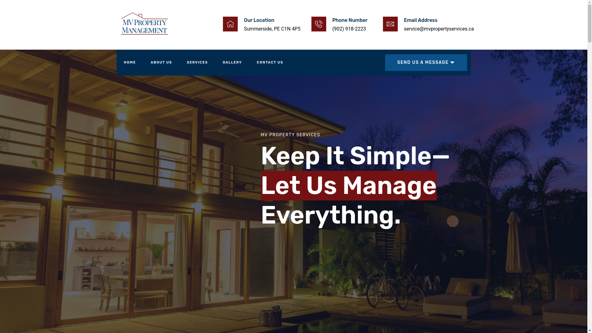 website screenshot of https://mvpropertymanagementandservices.ca/