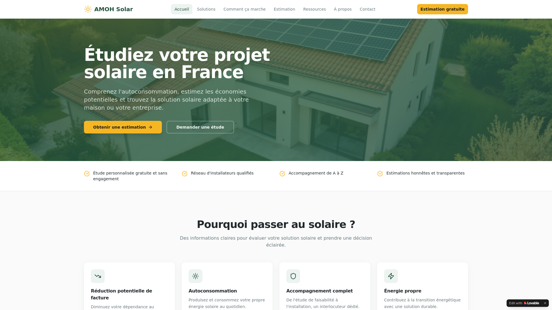 website screenshot of https://amohsolar.org/