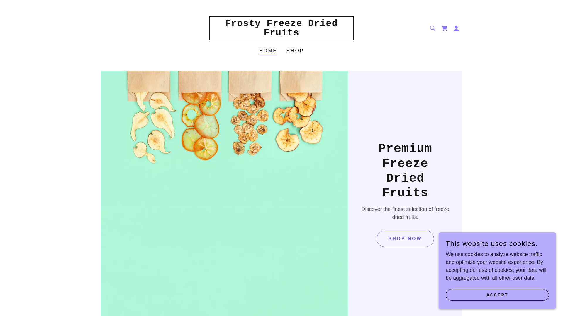 website screenshot of https://frostyfruits.ca/