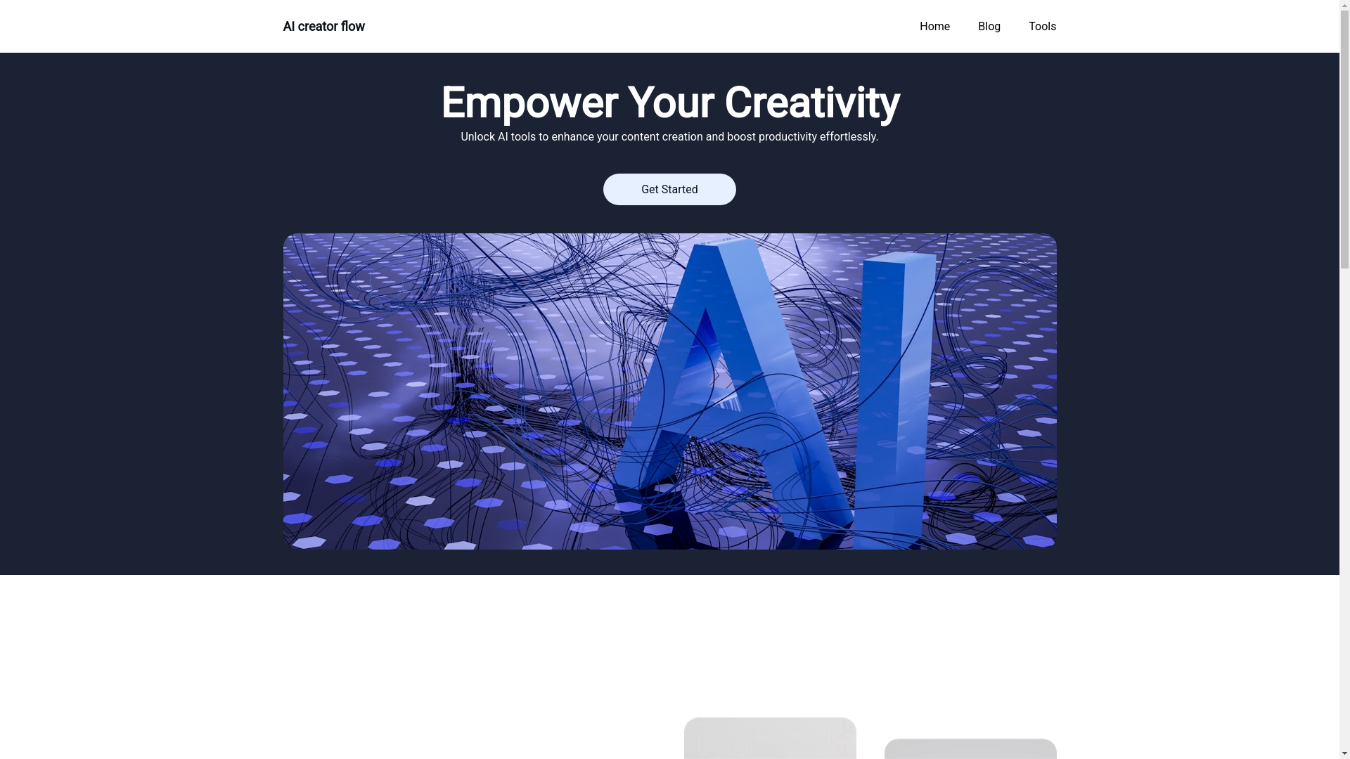 website screenshot of https://aicreatorflow.io/
