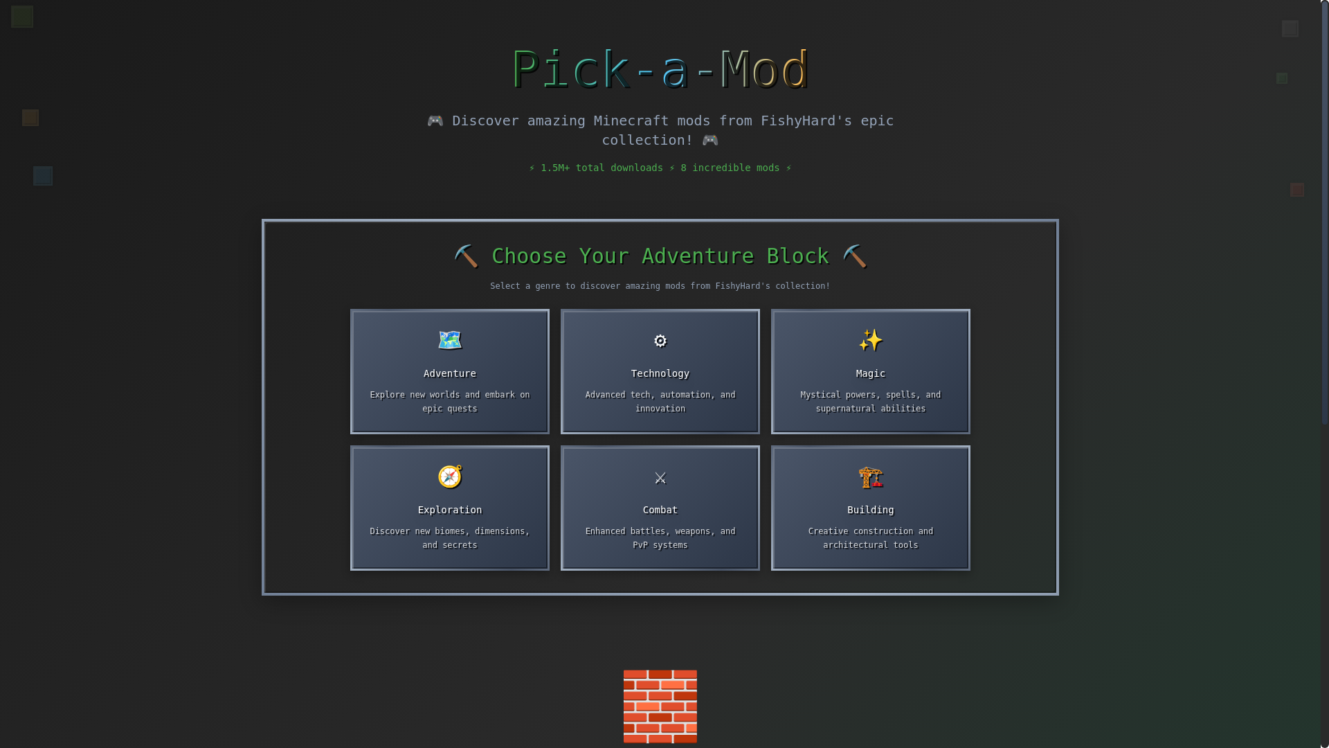 website screenshot of https://pick-a-mod.com/