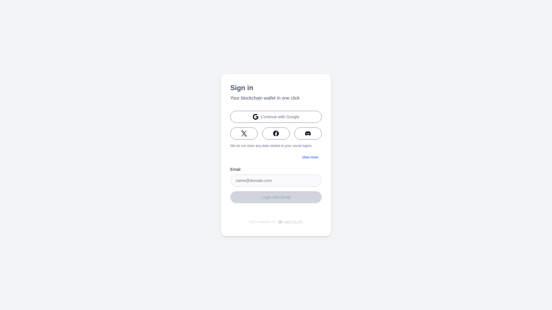 website screenshot of https://wallet.web3auth.io