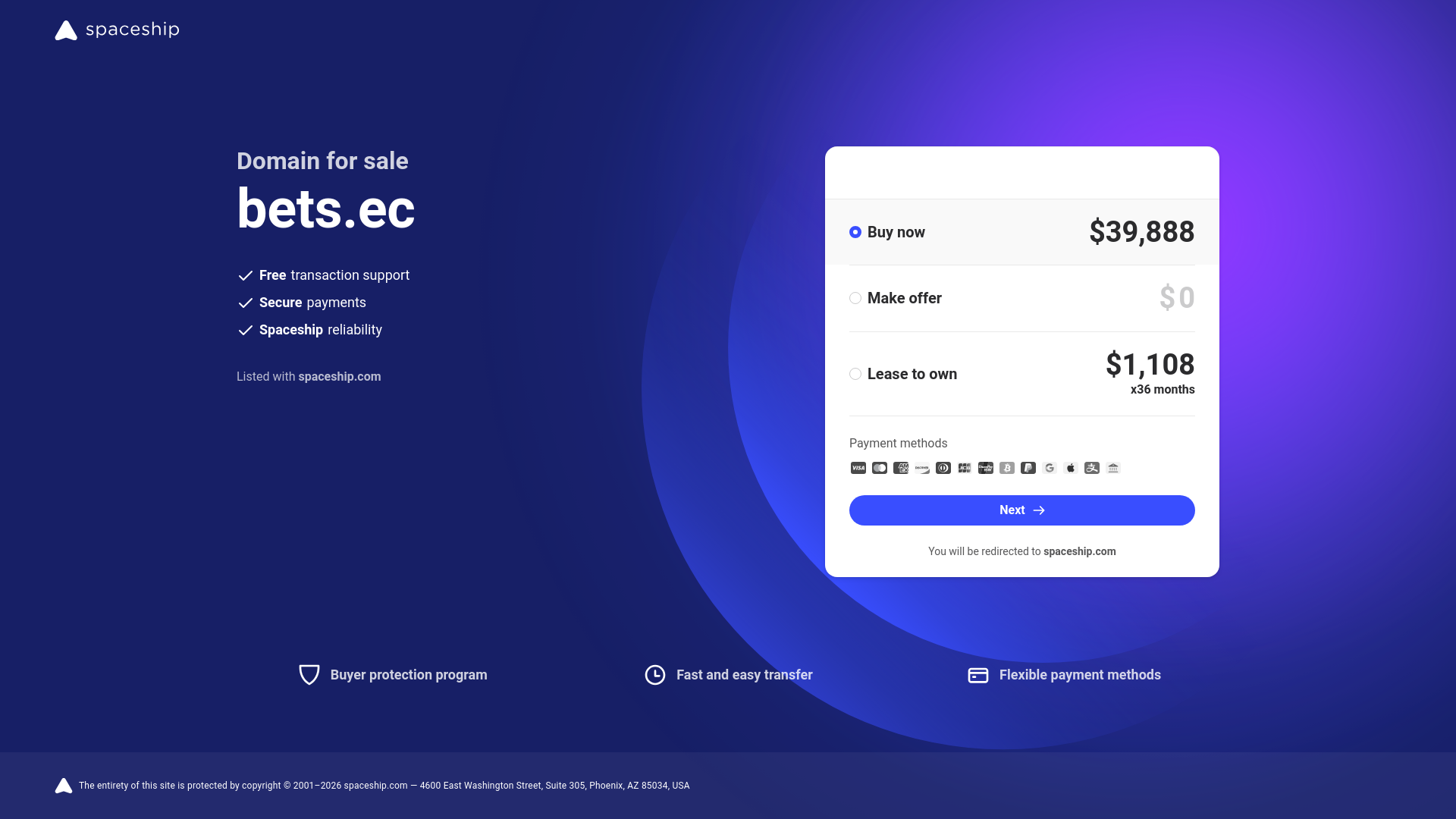 website screenshot of https://bets.ec/