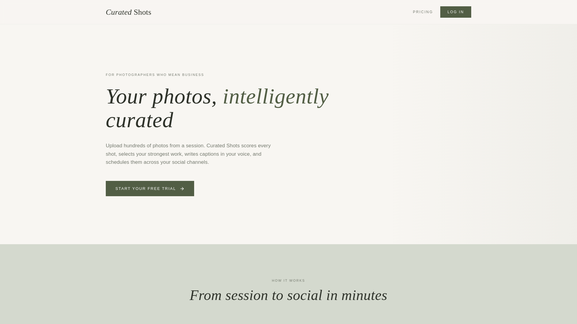 website screenshot of https://curatedshots.com/