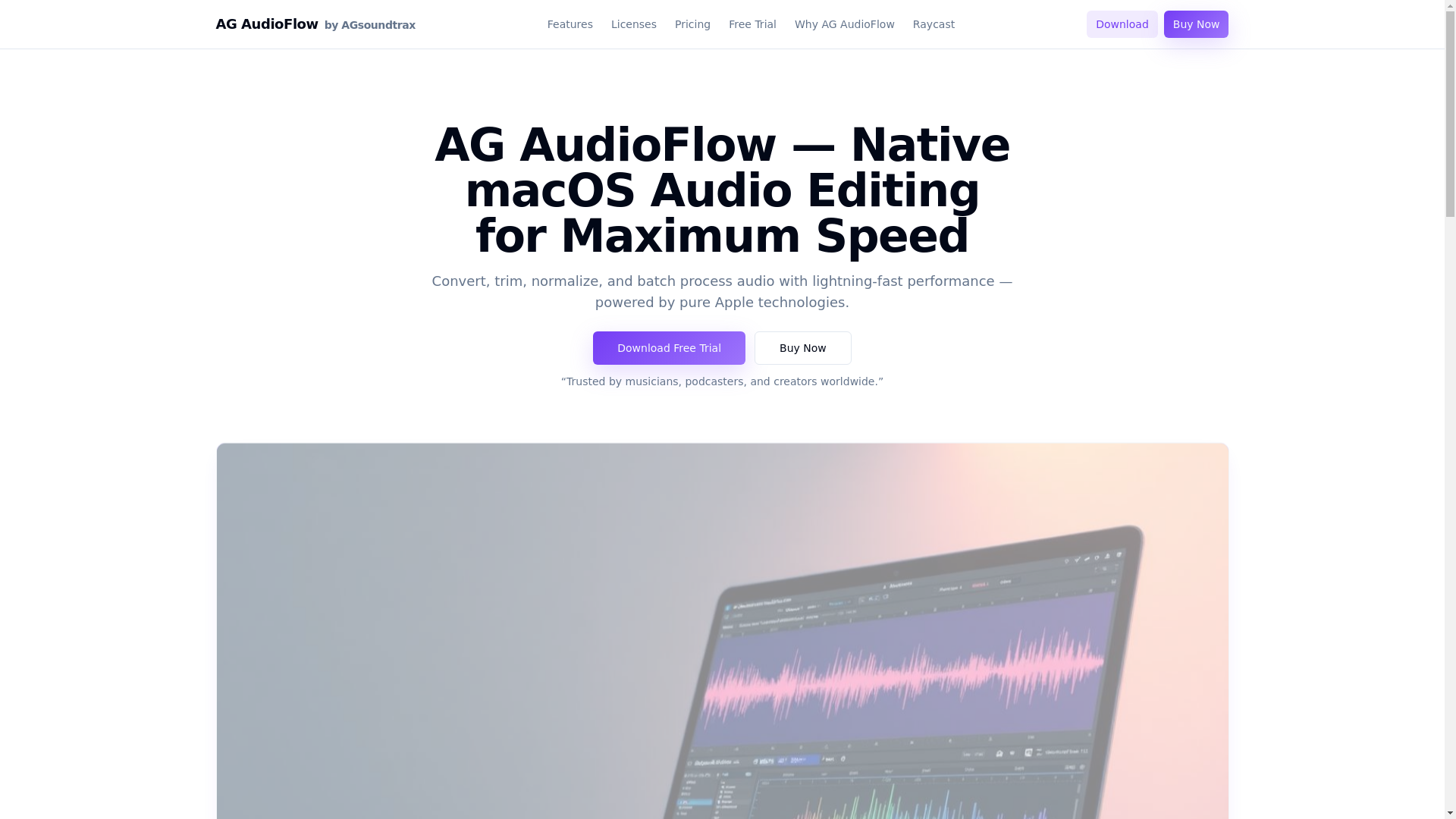 website screenshot of https://agaudioflow.app/