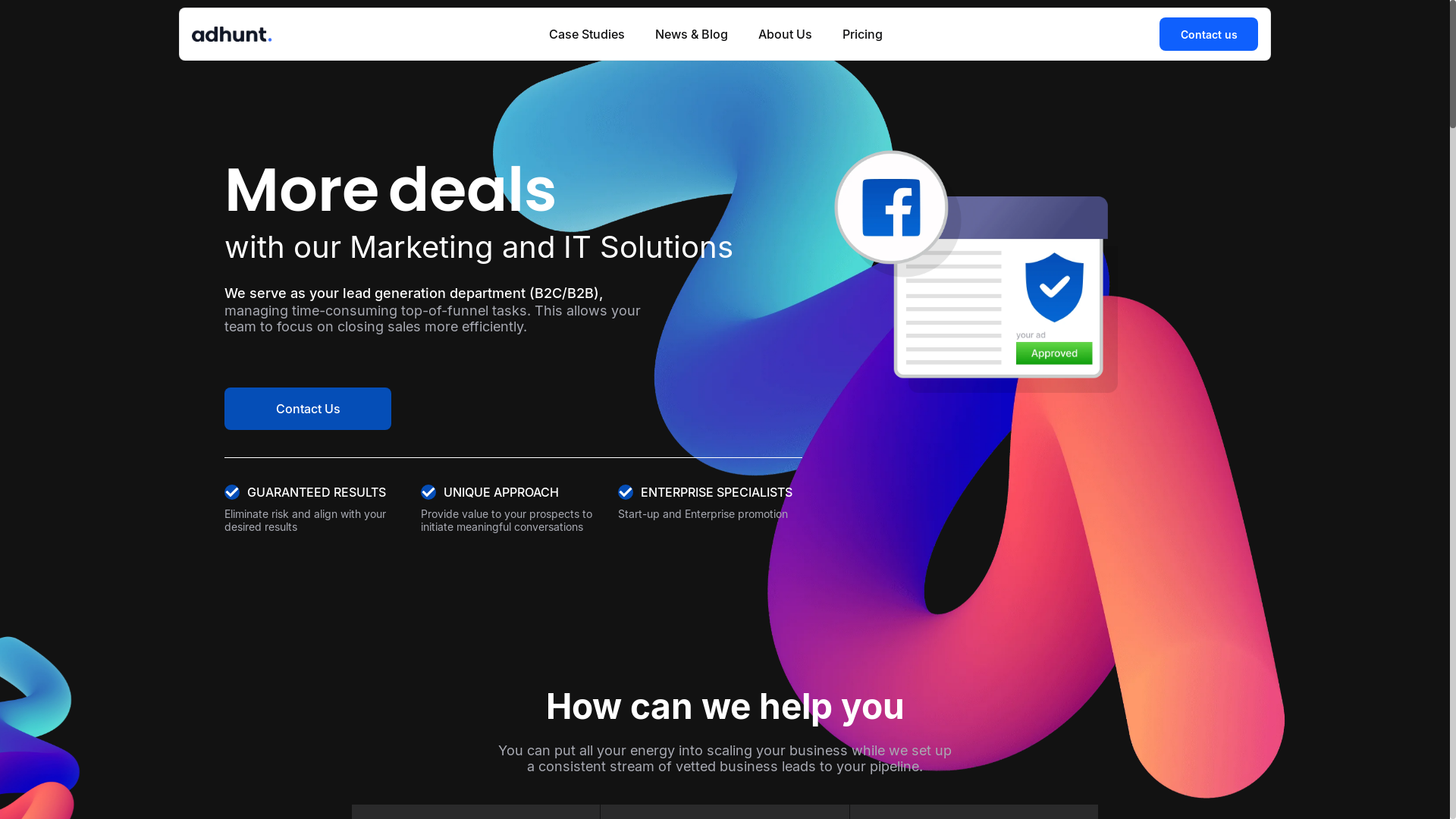 website screenshot of https://adhunt.pages.dev/