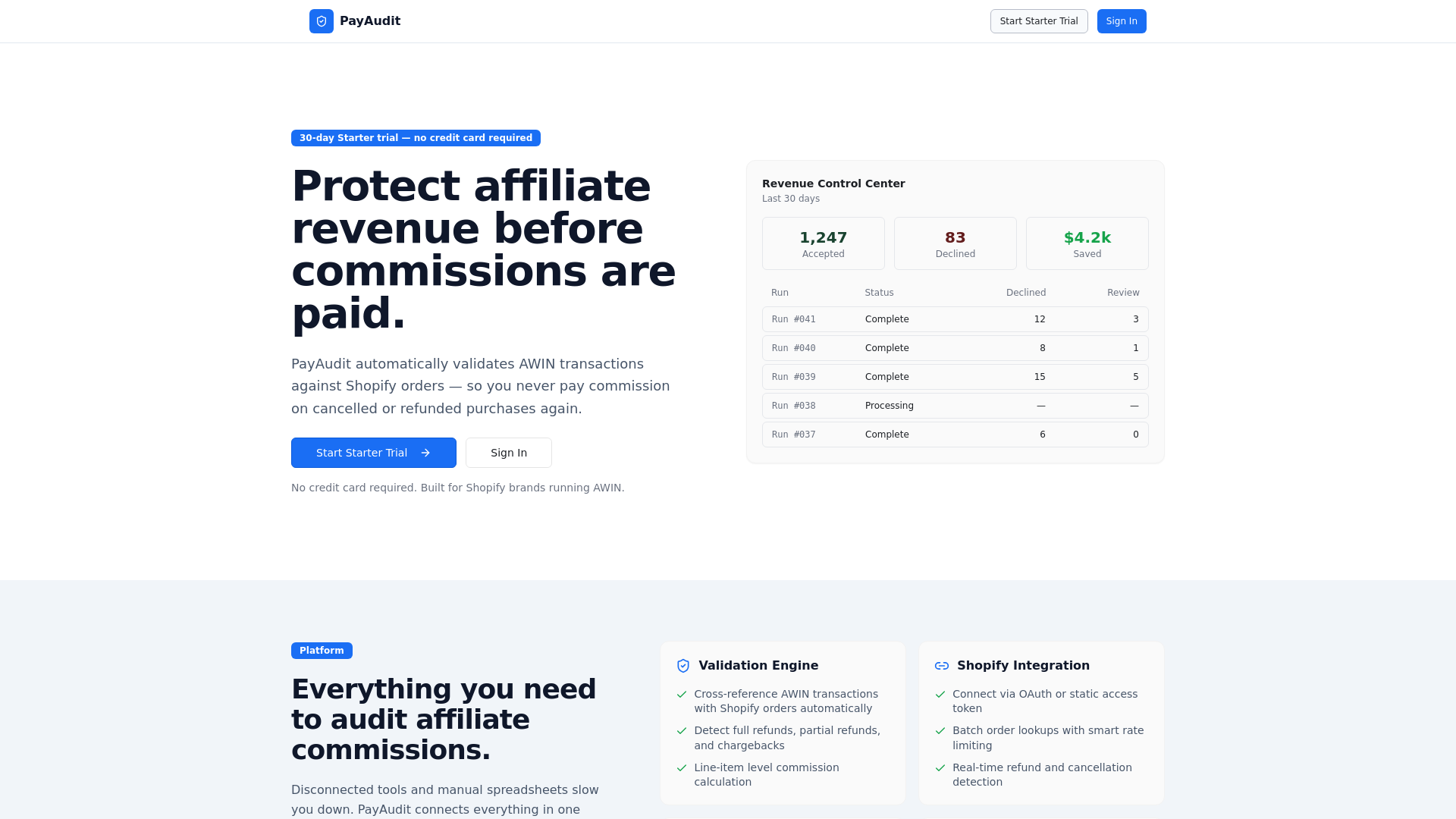website screenshot of https://payaudit.io/