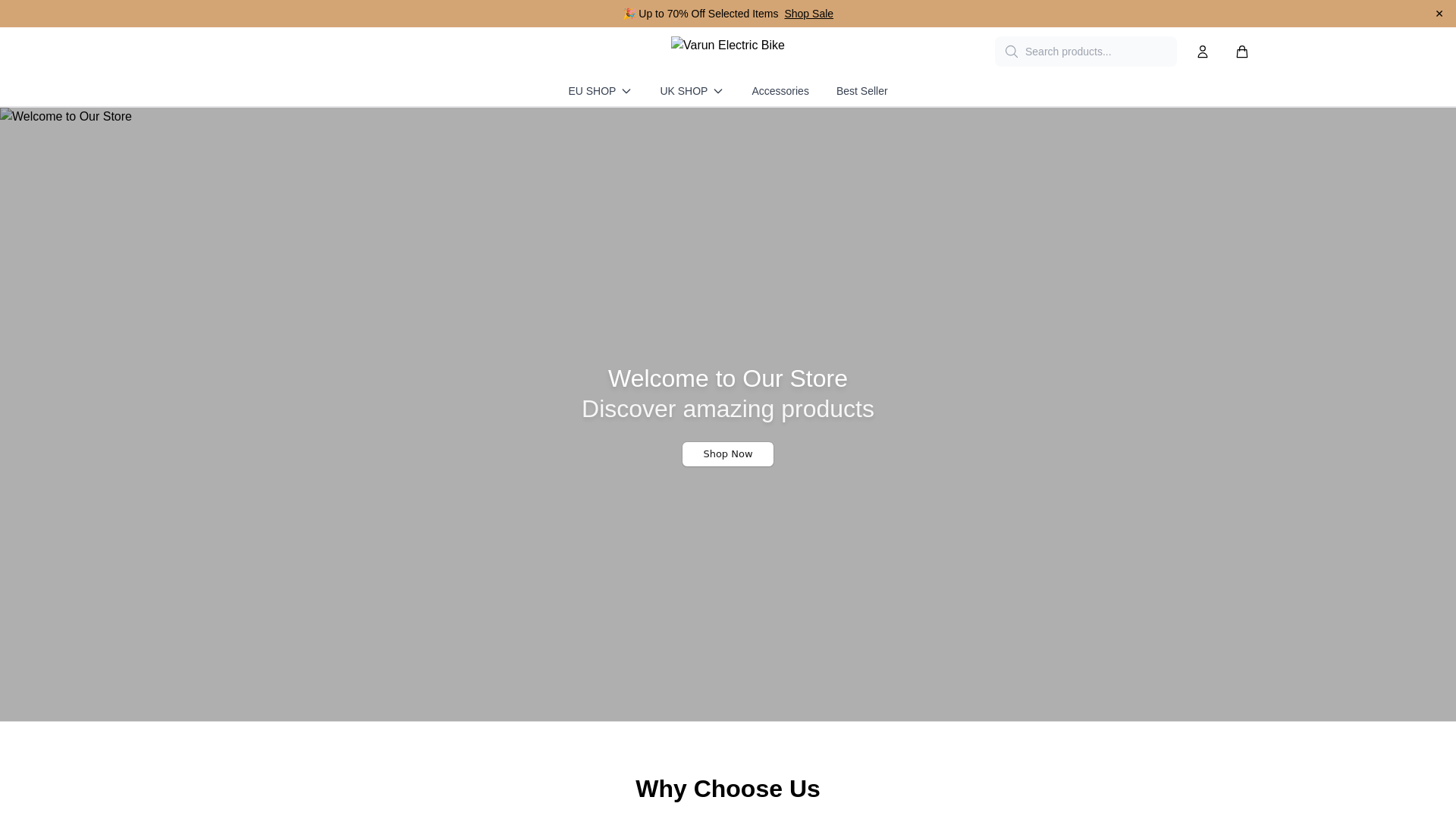 website screenshot of https://varunebikehq.shop/