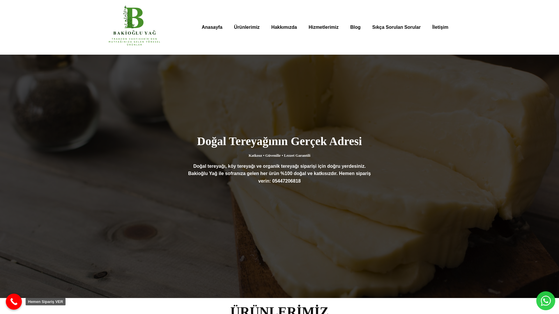 website screenshot of https://tereyagisiparisi.com/