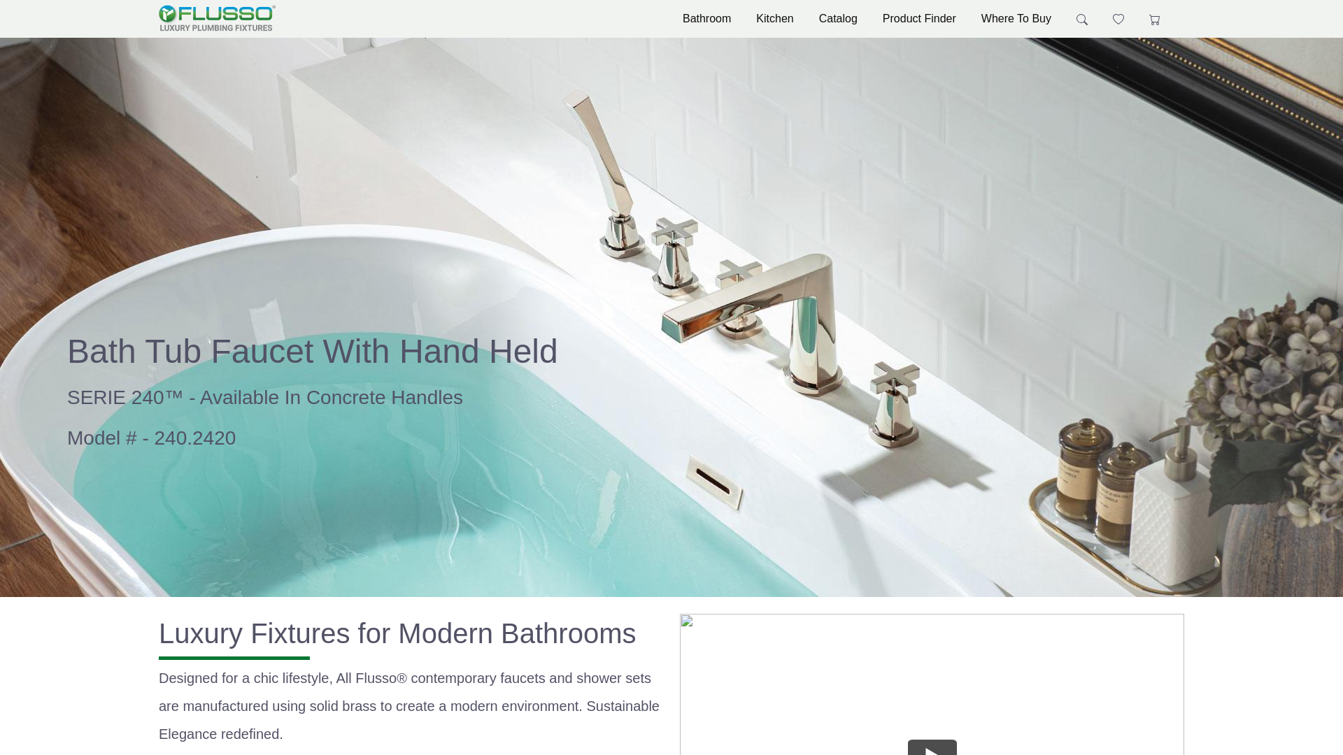 website screenshot of https://flusso-faucets.com