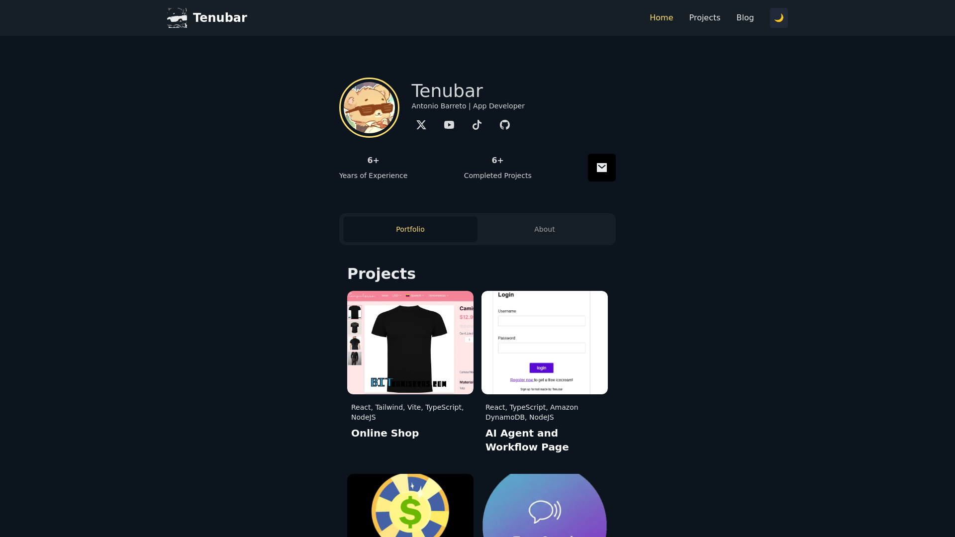 website screenshot of https://tenubar.org/