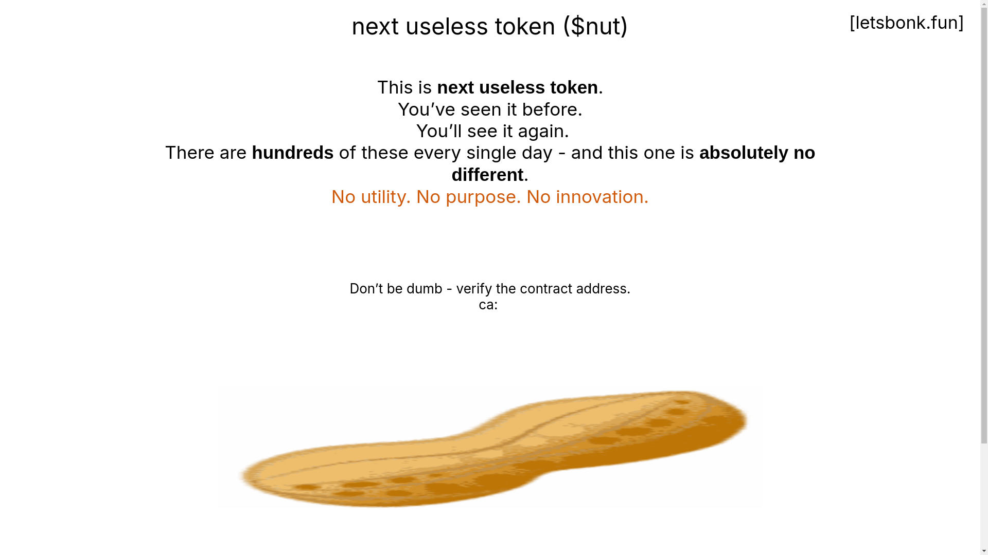 website screenshot of https://nextuselesstoken.fun/